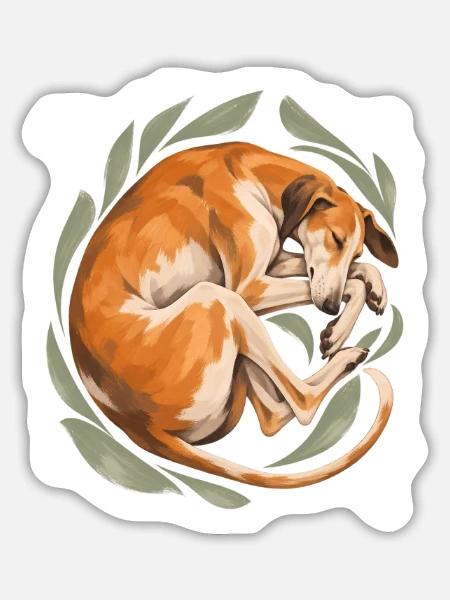 Der Hund schläft - Sticker Größe L (20 x 20 cm) - Mattweiß