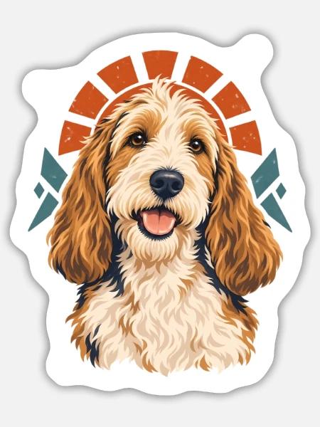 Geometrisches Hundeporträt - Sticker Größe L (20 x 20 cm) - Mattweiß
