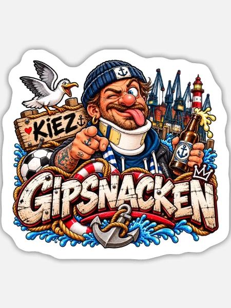 Gipsnacken Kiez - Sticker Größe L (20 x 20 cm) - Mattweiß
