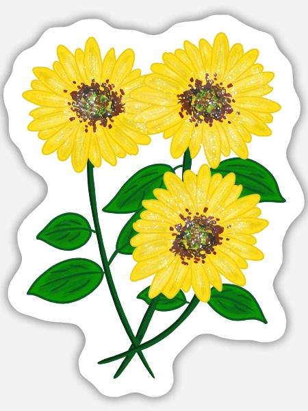 Sonnenblumen - Sticker Größe L (20 x 20 cm) - Mattweiß
