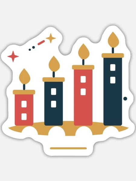 Adventstadt im Kerzenlicht – Weihnachtsmotiv - Sticker Größe L (20 x 20 cm) - Mattweiß