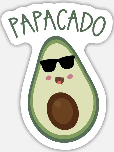 Papacado Avocado Sonnenbrille - Sticker Größe L (20 x 20 cm) - Mattweiß