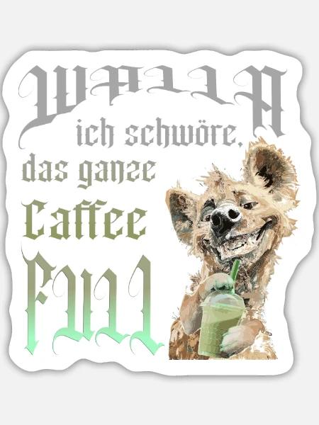 Hund Caffe full - Sticker Größe L (20 x 20 cm) - Mattweiß