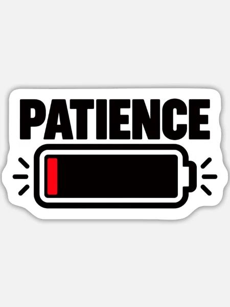 PATIENCE Akku Fast Leer - Sticker Größe L (20 x 20 cm) - Mattweiß