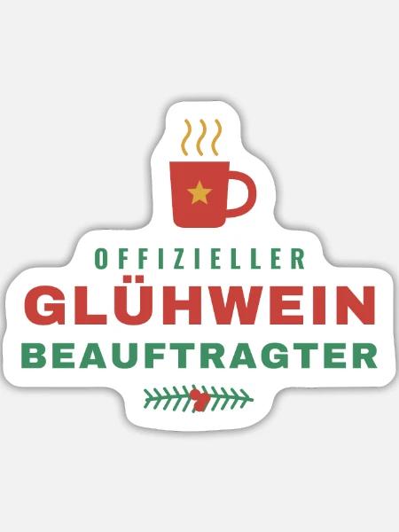 Offizieller Glühwein-Beauftragter Weihnachten - Sticker Größe L (20 x 20 cm) - Mattweiß