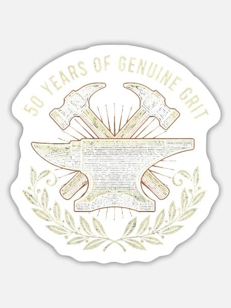 50 Jahre echter Grind - Sticker Größe L (20 x 20 cm) - Mattweiß