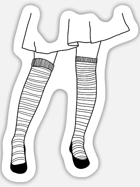 Ringelsocken - Sticker Größe L (20 x 20 cm) - Mattweiß