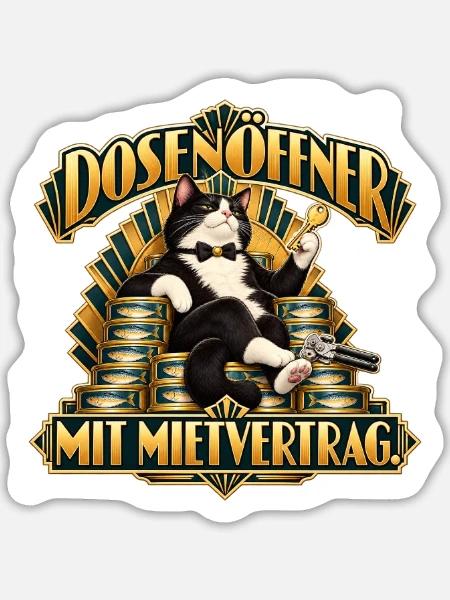 Dosenöffner mit Mietvertrag - Sticker Größe L (20 x 20 cm) - Mattweiß