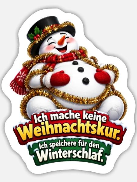 Schneemann mit Weihnachtsspruch - Sticker Größe L (20 x 20 cm) - Mattweiß