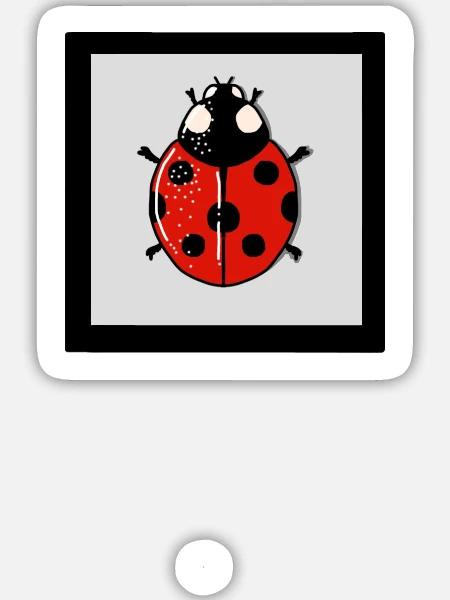 Cartoon-rote Marienkäfer - Sticker Größe L (20 x 20 cm) - Mattweiß