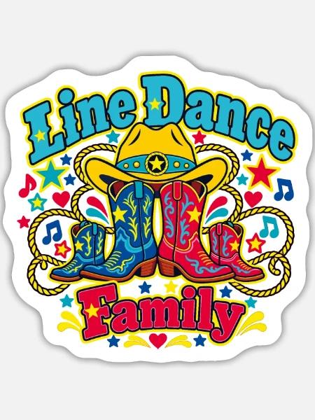 Line Dance Family Boots - Sticker Größe L (20 x 20 cm) - Mattweiß