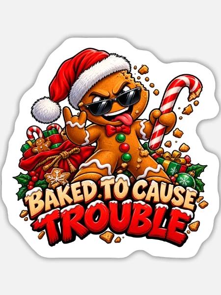 Lebkuchen-Bully – Weihnachts-Unruhestifter - Sticker Größe L (20 x 20 cm) - Mattweiß