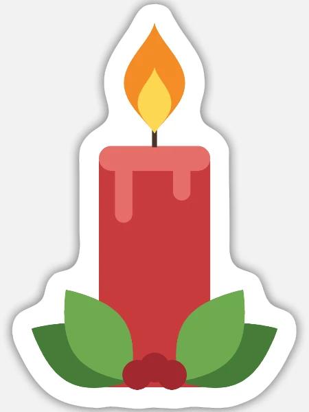 Kerze mit Stechpalme - Advent Weihnachten - Sticker Größe L (20 x 20 cm) - Mattweiß