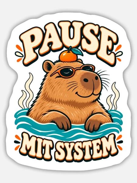 Pause mit System Capybara - Sticker Größe L (20 x 20 cm) - Mattweiß