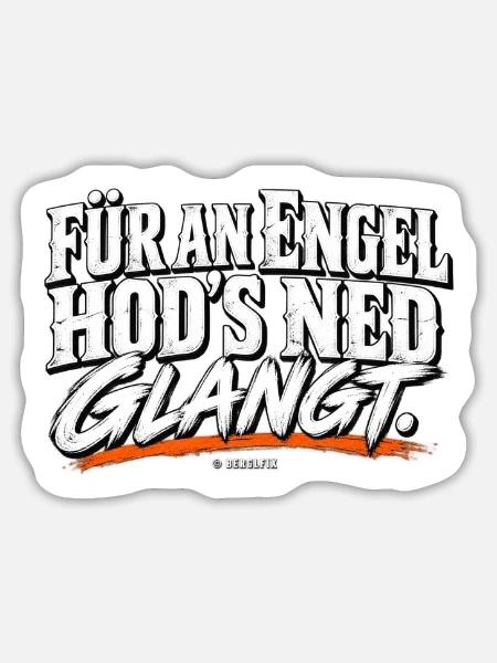 Engeltext Schwarzweiß mit Orange Schwung - Sticker Größe L (20 x 20 cm) - Mattweiß
