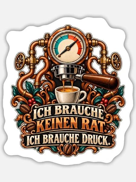 Espresso braucht Druck - Sticker Größe L (20 x 20 cm) - Mattweiß