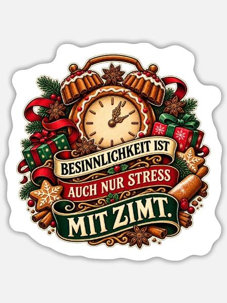 Besinnlichkeit mit Zimt - Sticker Größe L (20 x 20 cm) - Mattweiß