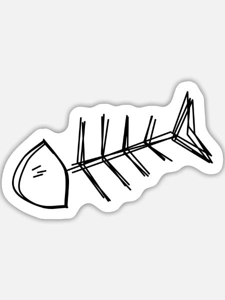 Fischgräte handgezeichnet - Sticker Größe L (20 x 20 cm) - Mattweiß
