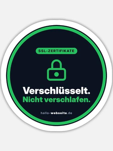 Verschlüsselt. Nicht verschlafen. SSL Nerd - Sticker Größe L (20 x 20 cm) - Mattweiß