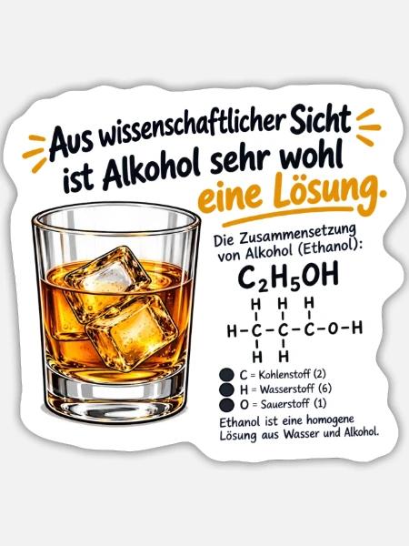 Wissenschaftliche Fakten: Alkohol - Sticker Größe L (20 x 20 cm) - Mattweiß
