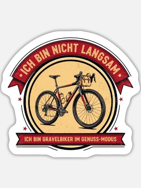 Ich bin Gravelbiker im Genuss-Modus - Sticker Größe L (20 x 20 cm) - Mattweiß