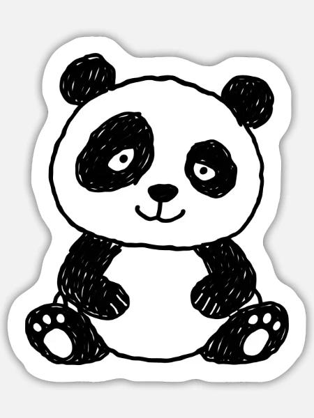 Niedlicher Panda im Kinder-Kritzelstil - Sticker Größe L (20 x 20 cm) - Mattweiß