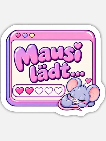 Mausi lädt Y2K - Sticker Größe L (20 x 20 cm) - Mattweiß