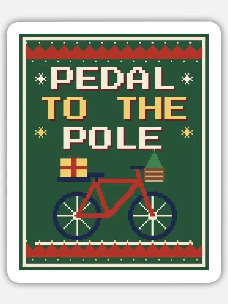 Pedal to the Pole – Rad-Weihnachtspullover - Sticker Größe L (20 x 20 cm) - Mattweiß