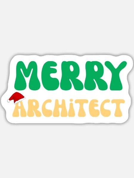 Fröhliches Architekten-Weihnachtspullover-Architekturgeschenk - Sticker Größe L (20 x 20 cm) - Mattweiß