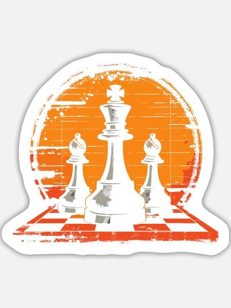 Schachfiguren Porträt - Sticker Größe L (20 x 20 cm) - Mattweiß