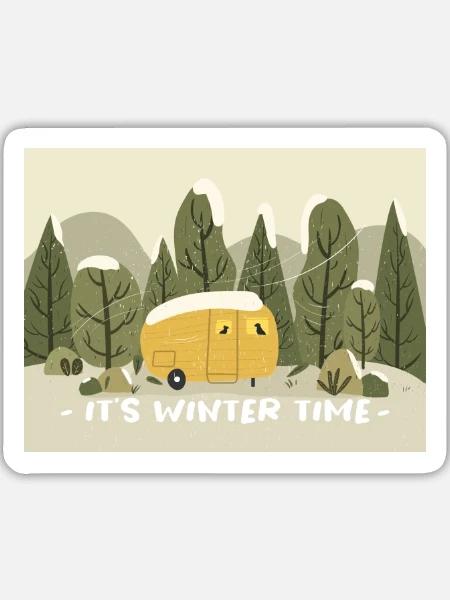 Retro Wohnmobil Winter Ready - Sticker Größe L (20 x 20 cm) - Mattweiß