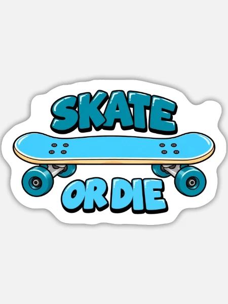 Skate or die retro Design - Sticker Größe L (20 x 20 cm) - Mattweiß