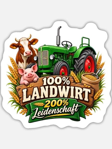 Landwirt Leidenschaft Traktor Design - Sticker Größe L (20 x 20 cm) - Mattweiß