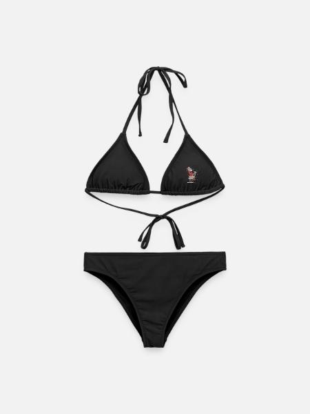 Père Noël assis sur la cheminée drôle - Bikini femme - noir