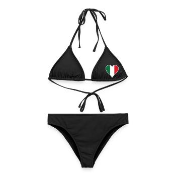 Coeur d'Italie avec cadre blanc - Bikini femme - noir - Devant - AI Model Female 172 light (172cm)