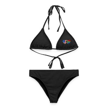 USA Südafrika Flagge Herzform used - Frauen Bikini - Schwarz - Vorne - AI Model Female 172 light (172cm)