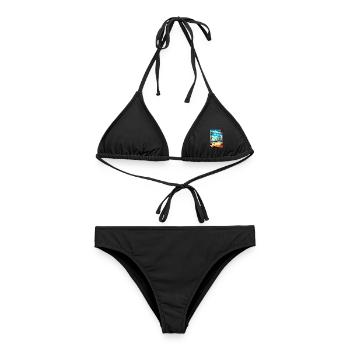 Santa Monica Kalifornien Vintage Reiseposter WPA - Frauen Bikini - Schwarz - Vorne - AI Model Female 172 light (172cm)