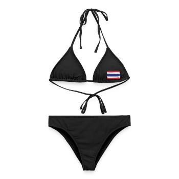 Thailand Flagge used look - Frauen Bikini - Schwarz - Vorne - AI Model Female 172 light (172cm)