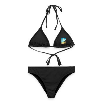 Norfolk Küste Vintage Reise Poster Souvenir WPA - Frauen Bikini - Schwarz - Vorne - AI Model Female 172 light (172cm)