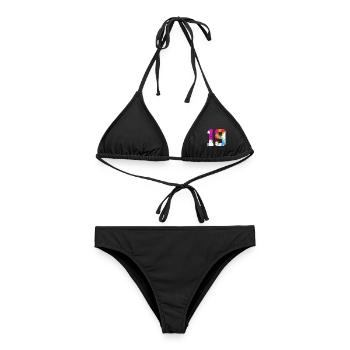 FARBIG NUMMER 19 BUNT 19. GEBURTSTAG - Frauen Bikini - Schwarz - Vorne - AI Model Female 172 light (172cm)