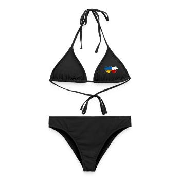 Ukraine Polen Flagge Herz used - Frauen Bikini - Schwarz - Vorne - AI Model Female 172 light (172cm)