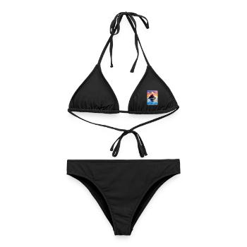 Mont Saint Michel France Affiche de voyage vintage WPA - Bikini femme - noir - Devant - AI Model Female 172 light (172cm)