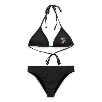 Bunte Aquarellfarbe der braunen Katzenrasse Havanna - Frauen Bikini - Schwarz - Vorne - AI Model Female 172 light (172cm)