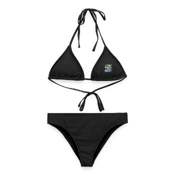 Waller Welssilhouette Angelrute und Farbkleckse - Frauen Bikini - Schwarz - Vorne - AI Model Female 172 light (172cm)