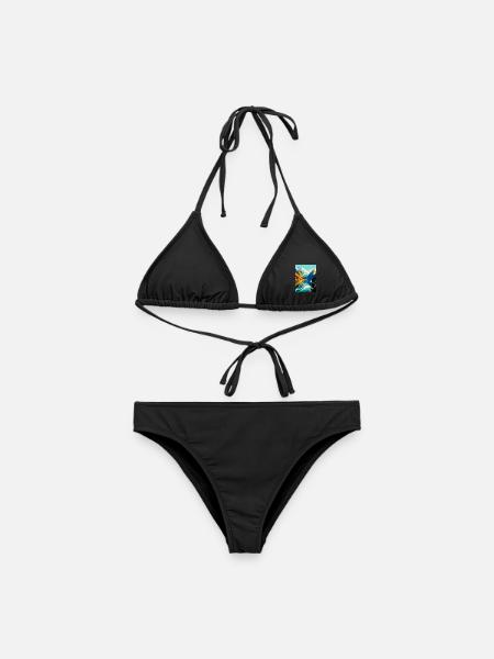 Souvenir de l’affiche de voyage vintage des fjords de Norvège - Bikini femme - noir