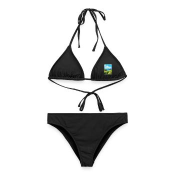 Île de Canna Écosse Royaume-Uni Affiche de voyage souvenir - Bikini femme - noir - Devant - AI Model Female 172 light (172cm)