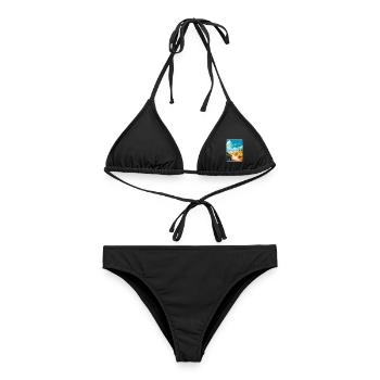 Insel Sylt Deutschland Vintage Reiseplakat Souvenir - Frauen Bikini - Schwarz - Vorne - AI Model Female 172 light (172cm)