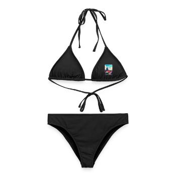 Brünn Tschechische Republik Vintage Reiseplakat Souvenir - Frauen Bikini - Schwarz - Vorne - AI Model Female 172 light (172cm)