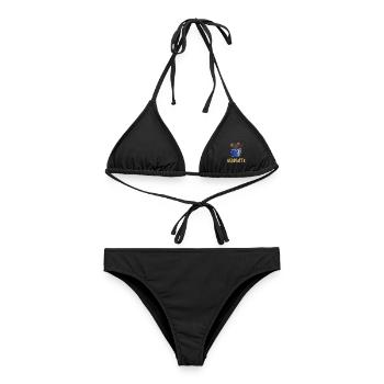 Leseratte - Ratte mit Buch gelber Schriftzug - Frauen Bikini - Schwarz - Vorne - AI Model Female 172 light (172cm)