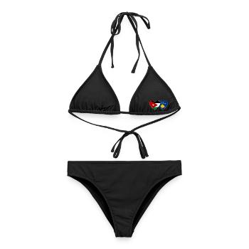 Jordanien Kosovo Flagge Herz - Frauen Bikini - Schwarz - Vorne - AI Model Female 172 light (172cm)